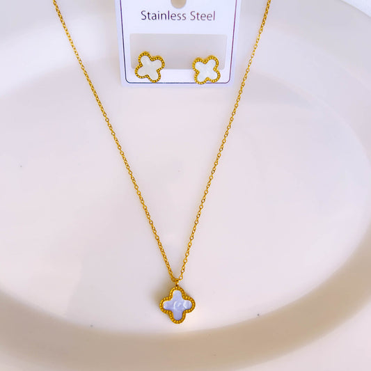 Clover Necklace + Stud Earrings Set